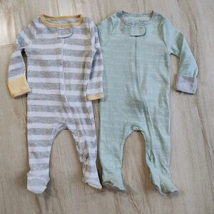 Cloud Island Gray and White Striped Footie